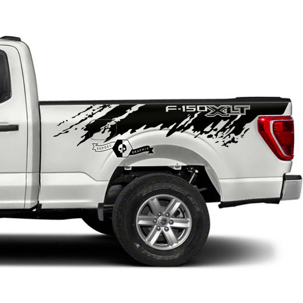 Paar Ford F-150 XLT Bed Mud Graphics Seitenaufkleber
