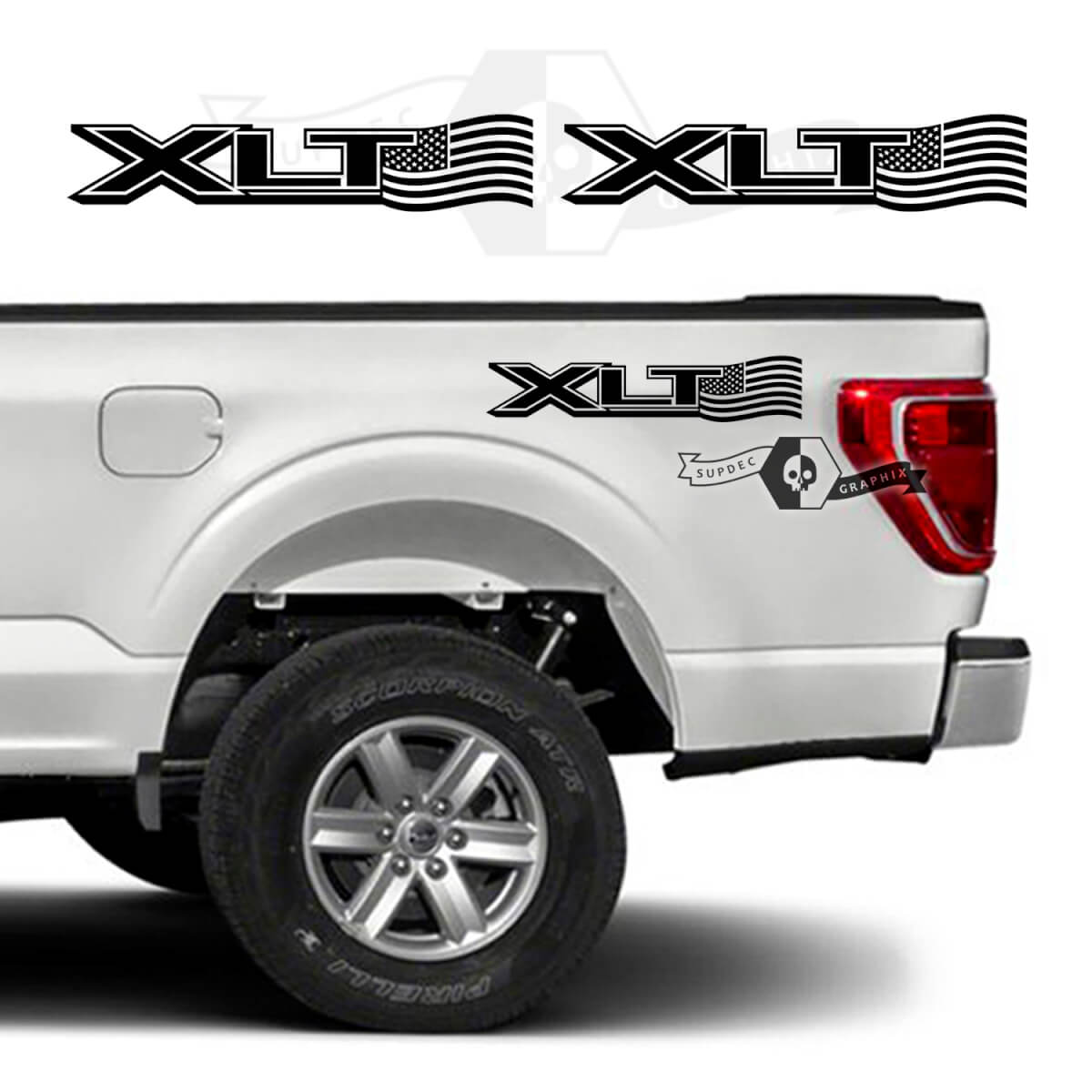 XLT USA-Flaggen-Seitenwand Vinyl Aufkleber Paar für Musclecar Truck XLT