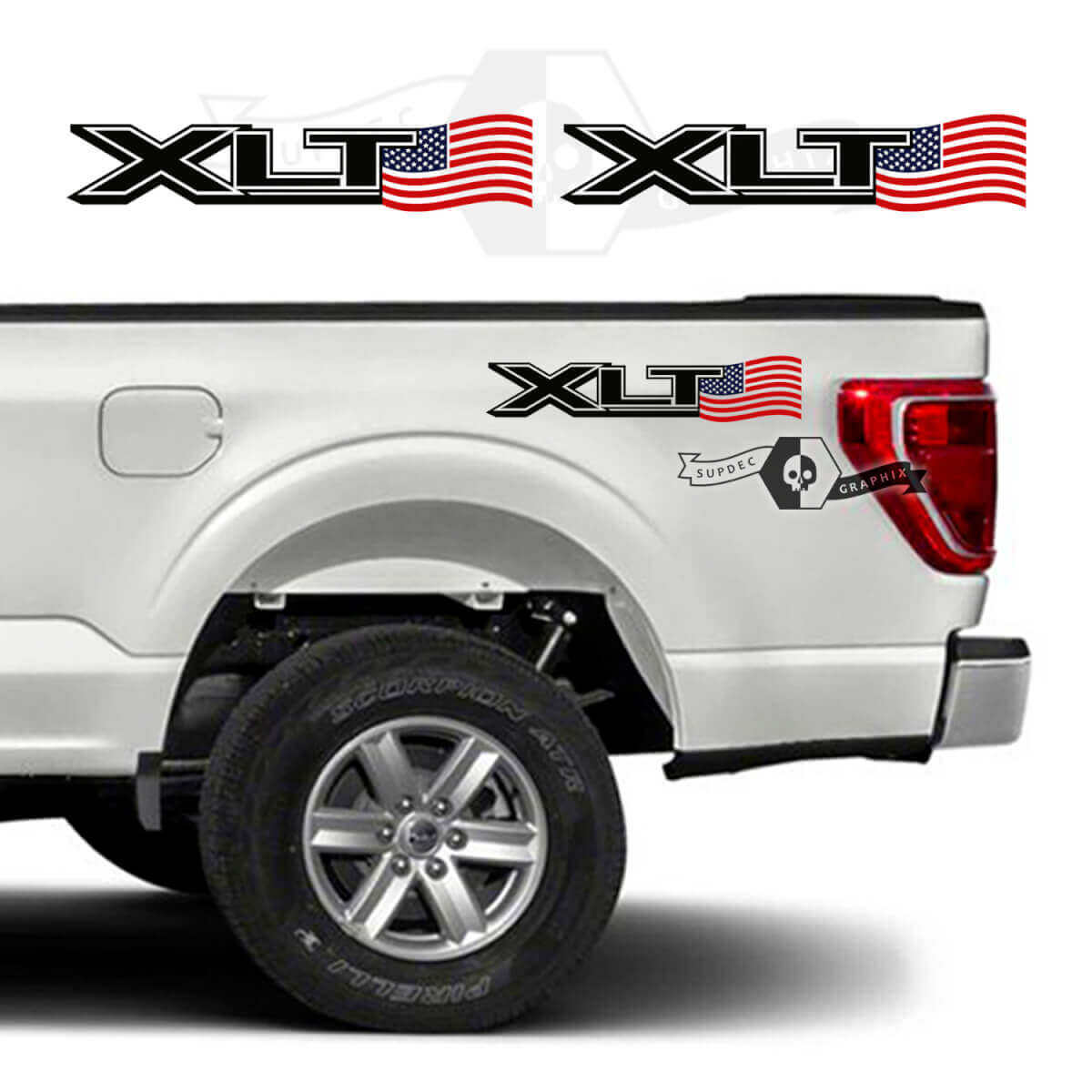 XLT USA-Flaggen-Seitenvinylaufkleber für Musclecar F-150 2023