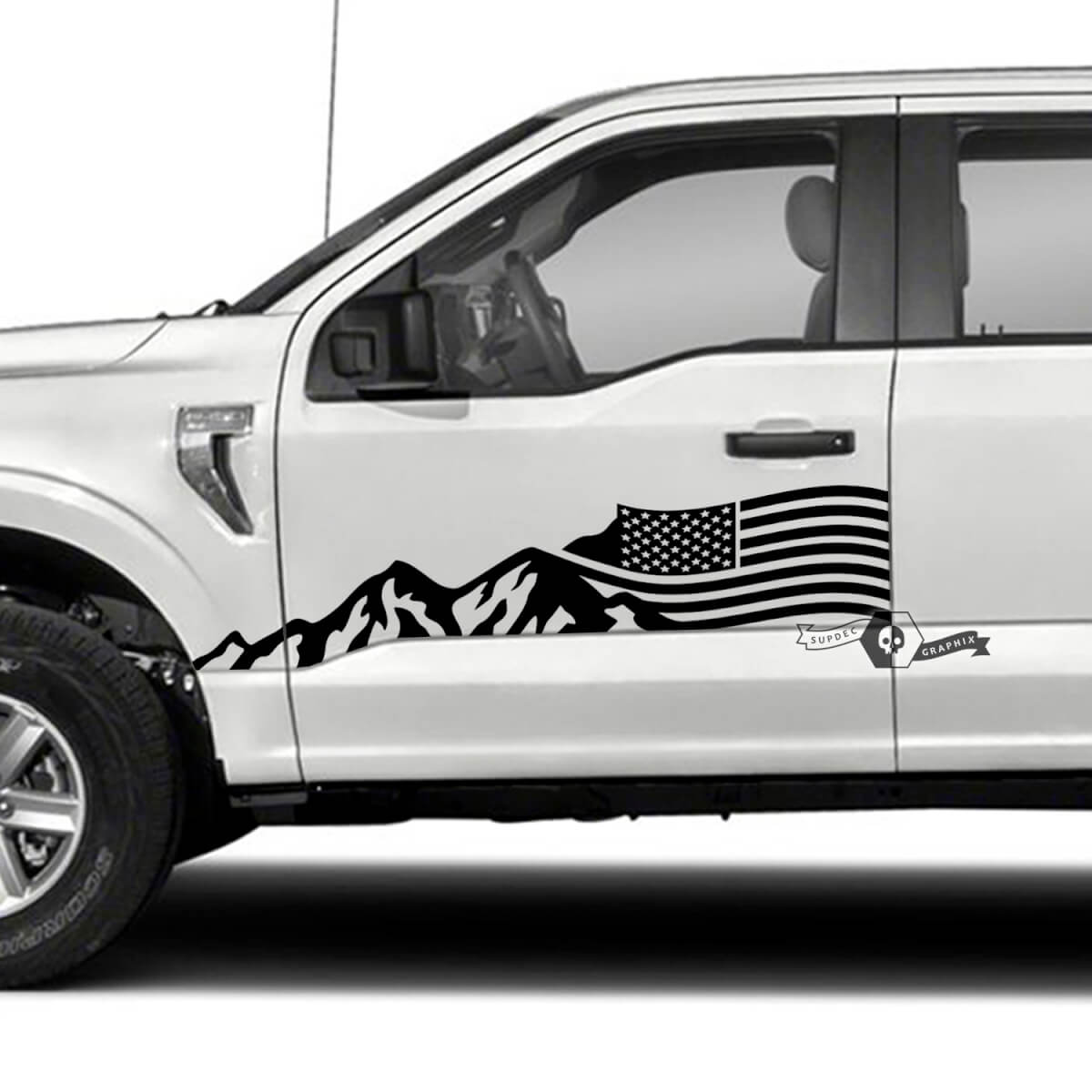 USA Flag Mountains Seiten Vinyl Aufkleber Sticker für Musclecar Truck XLT