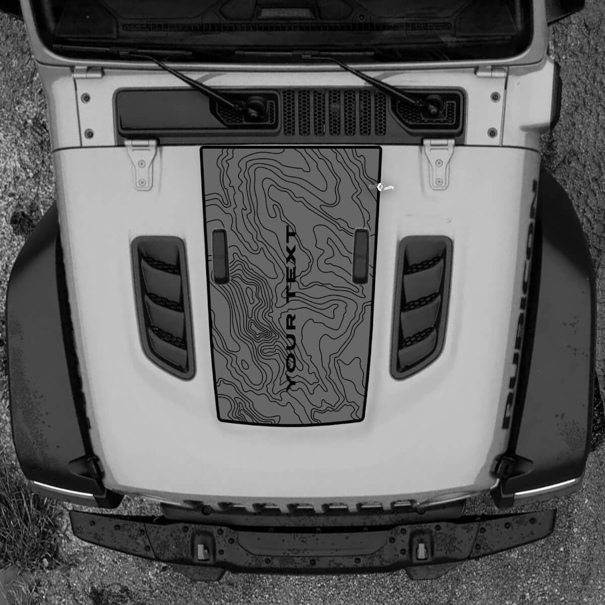 Motorhaube Jeep RUBICON Wrangler JL Vinyl Topografische Karte 2018 + Up Banner Aufkleber Aufkleber Grafiken
