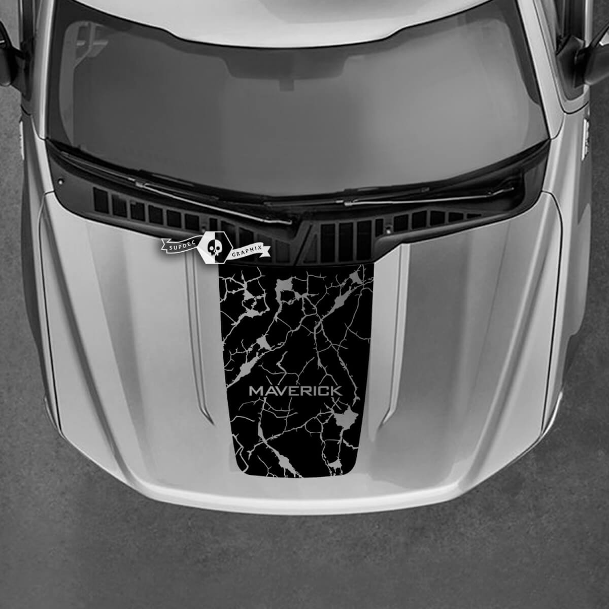 Ford Maverick 2022 Grafikaufkleber, zerstörte Motorhaube, alle Farben, Maverick-Aufkleber
