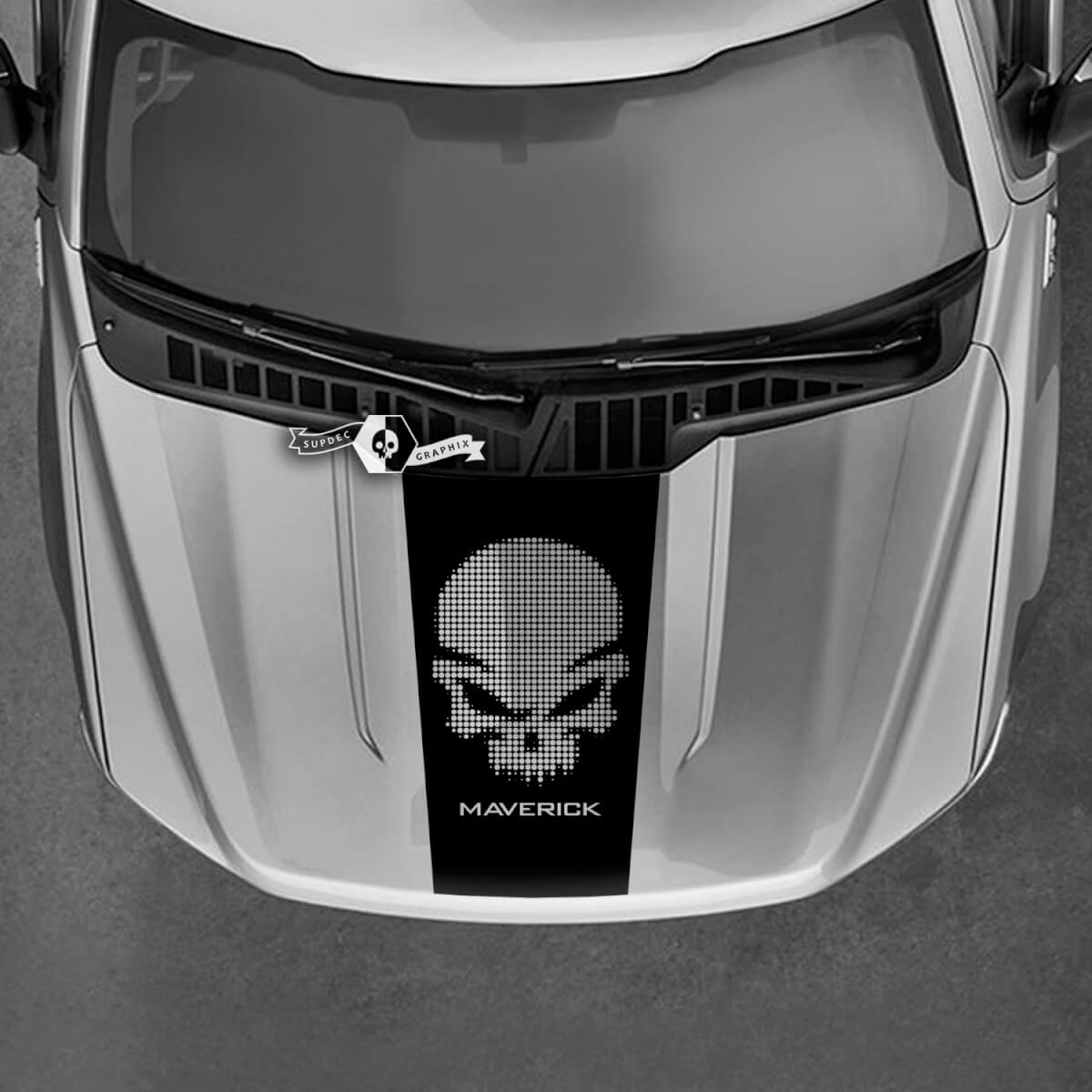 Motorhaube Ford Maverick Punisher Grafikaufkleber Alle Farben Maverick-Aufkleber
