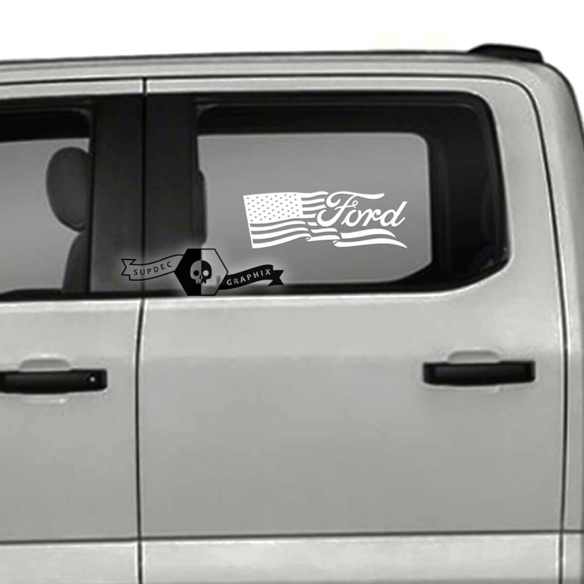 Paar Ford USA-Flaggen-Seitenlogo, Fenster-Logo, Türgrafik, seitlicher Aufkleber
