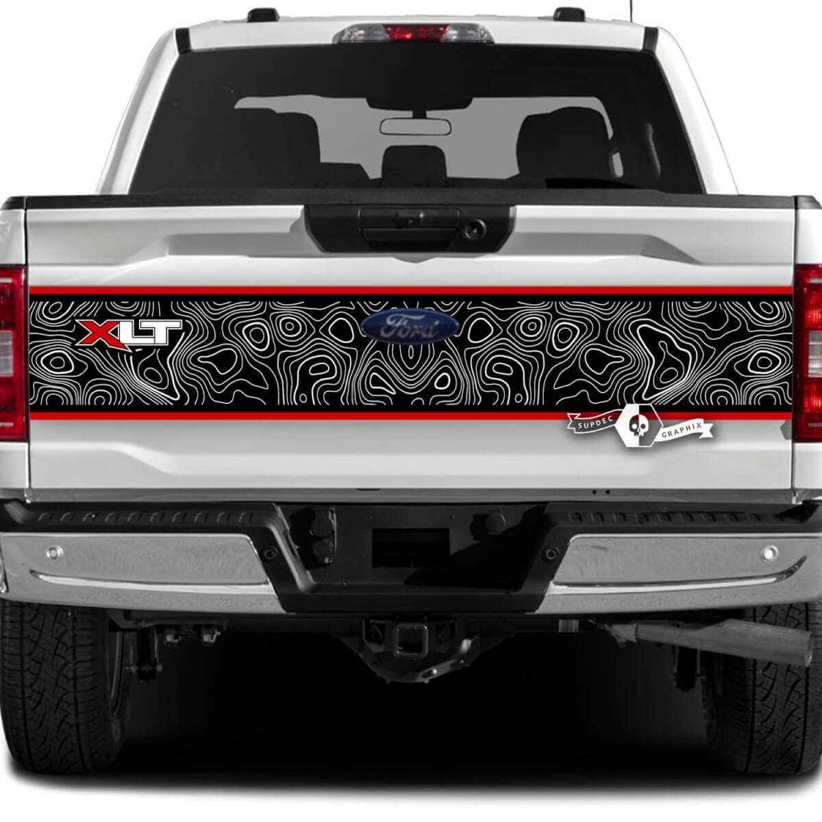 Ford F-150 XLT Tailgate Splash Topografische Karte Grafiken Seitenaufkleber Aufkleber 3 Farben
