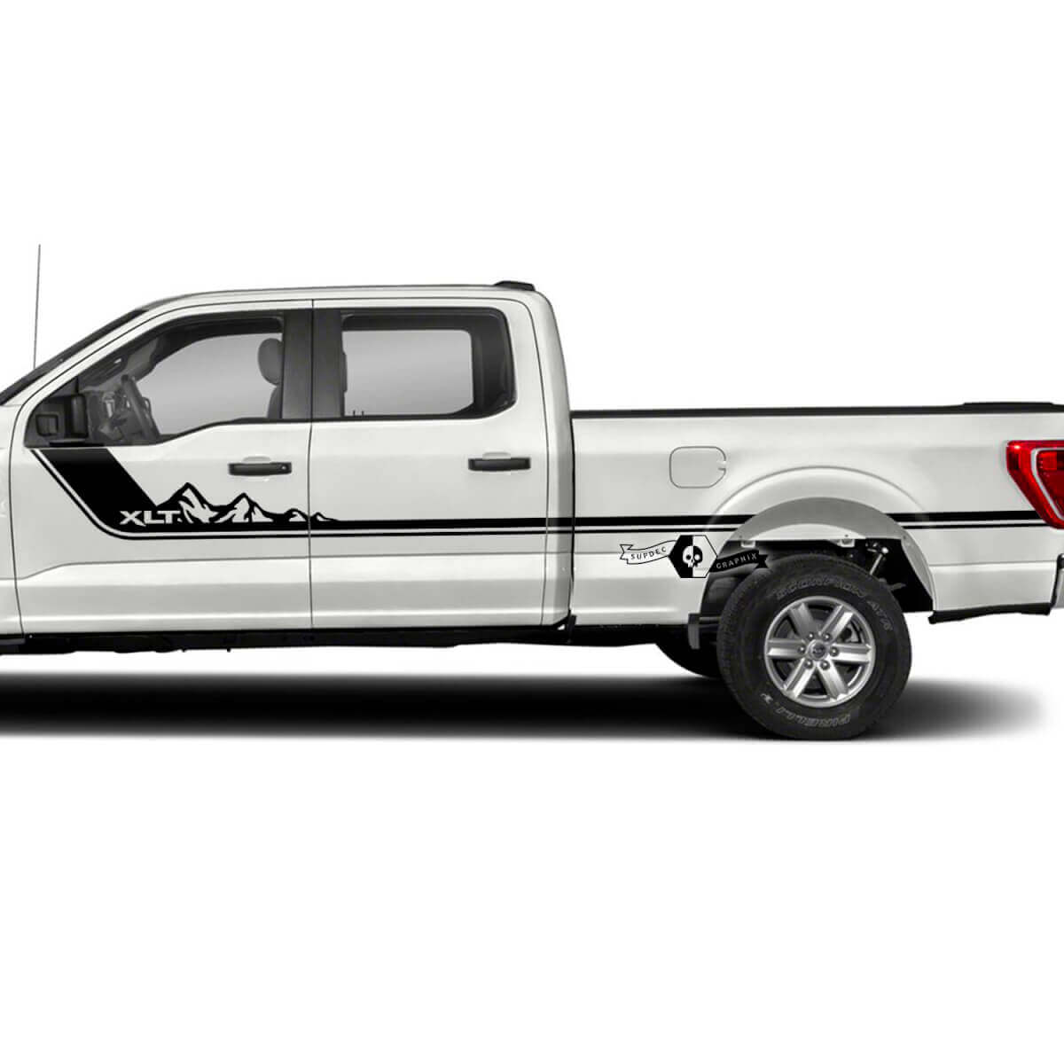 Paar Musclecar truck XLT Side Bed Doors Stripe Mountains truck Logo Graphics Side Decals Aufkleber
