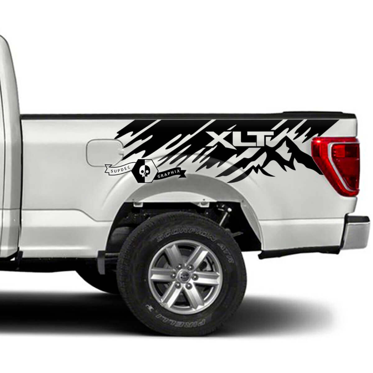Paar Musclecar truck XLT Bed Splash Mud Mountains Graphics Side Decals Aufkleber
