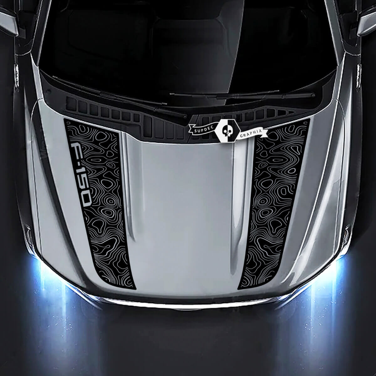 Musclecar truck XLT Hood Topographic Map Graphics Side Decals Sticker
