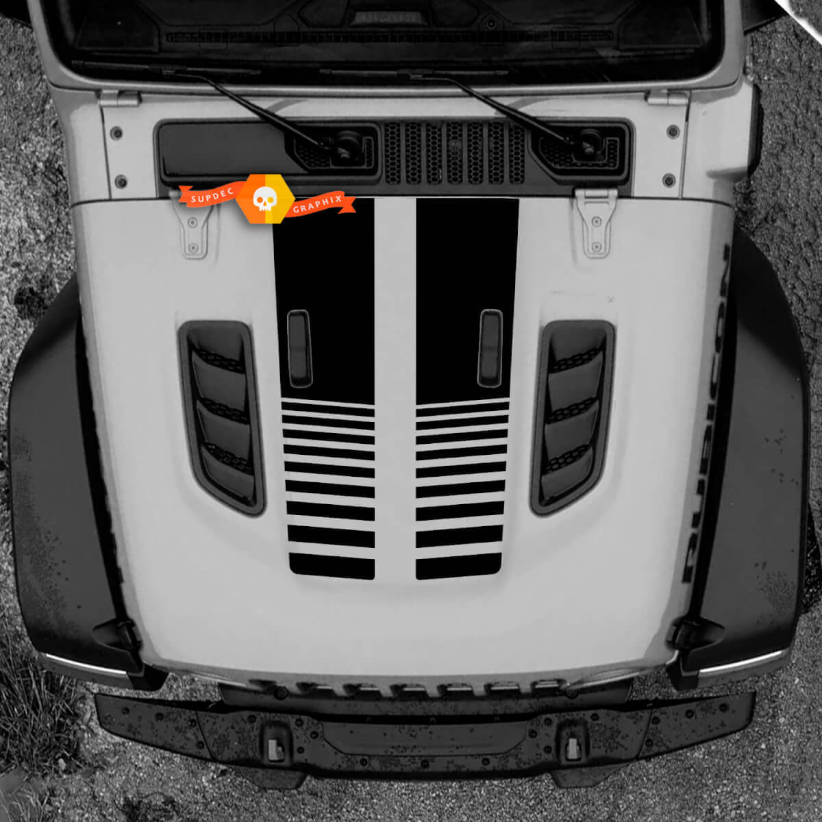 Hood Jeep RUBICON Wrangler JL Vinyl Banner Lines Decal Sticker GraphicsVehicle Parts & Accessories, Car Tuning & Styling, Body & Exterior Styling!
