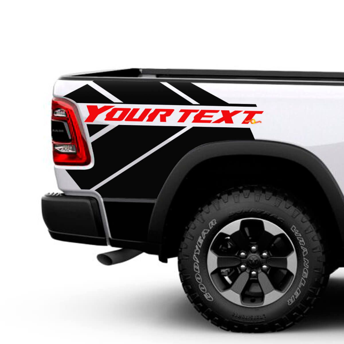 Maßgeschneidertes Vinyl-Aufkleber-Kit für die Bettseiten des Dodge Ram 1500