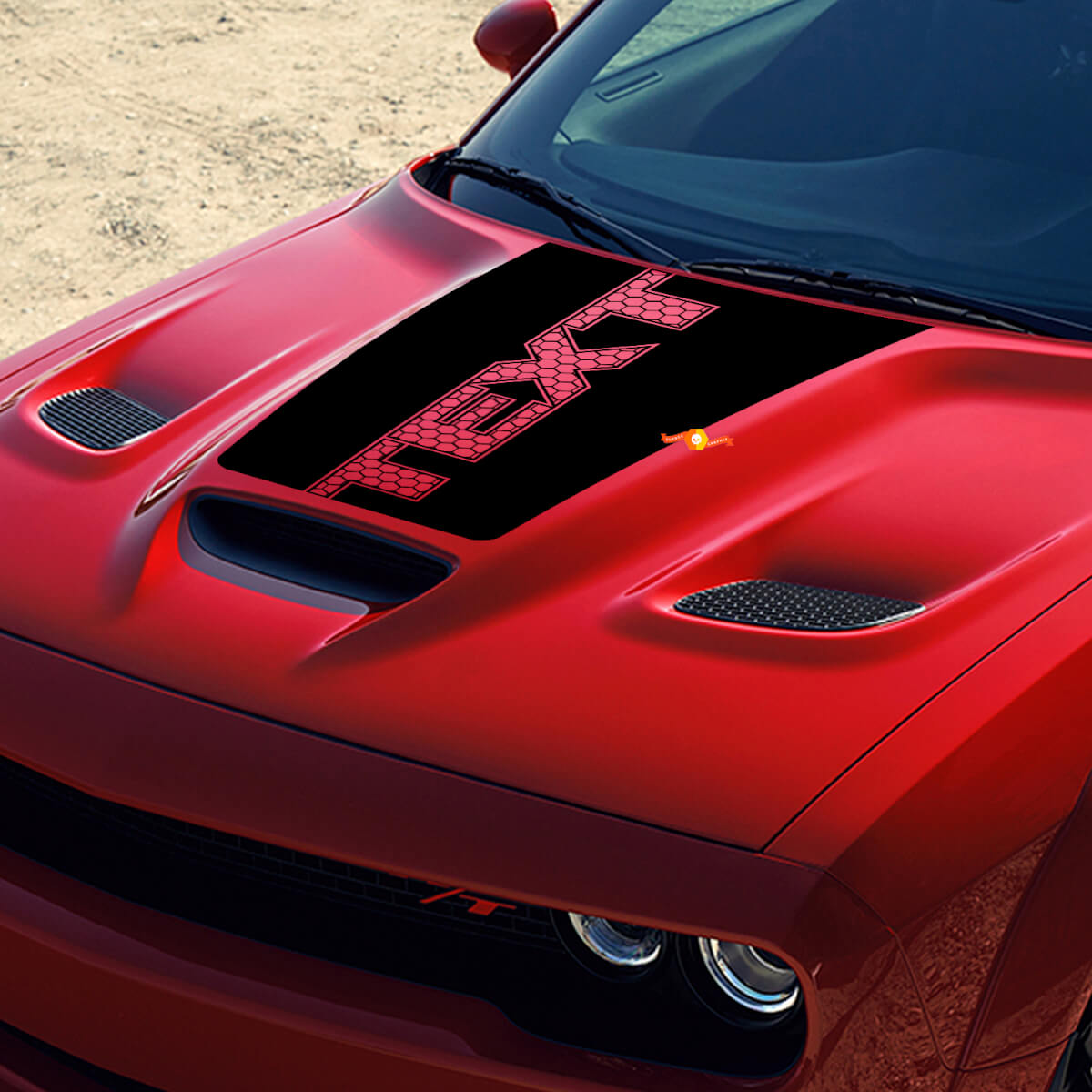 Individuelle Text Honeycomb-Stil Motorhaubenaufkleber für Dodge Challenger