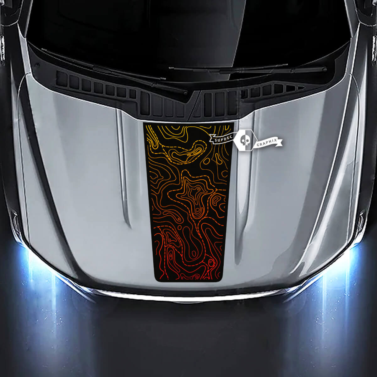 Topografischer Kartenverlauf Style Hauben Vinyl-Aufkleber für Musclecar Truck XL XLT STX Lariat