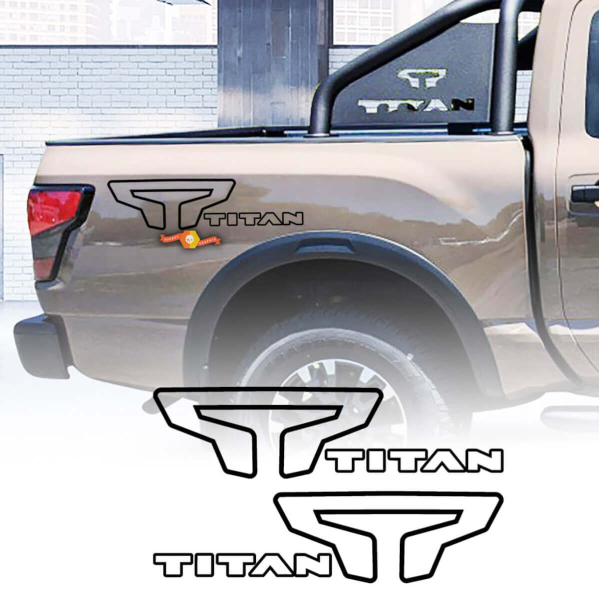 2 Aufkleber-Aufkleber-Set für Nissan TITAN Stripe WRAP Bed Decal Sticker Graphic Side Stripe
