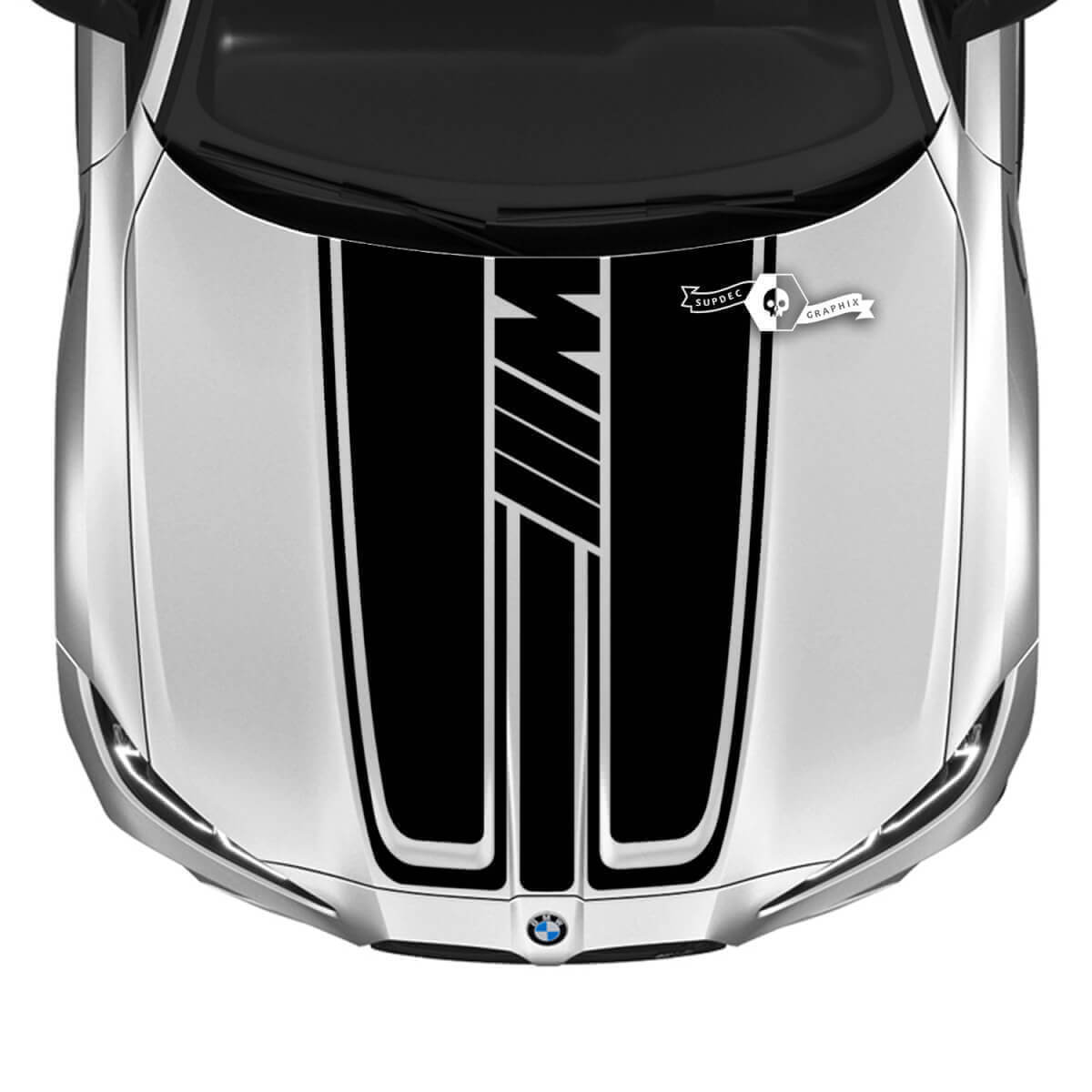 M-Style Motorhauben-Streifenaufkleber mit M-Logo für BMW M3 M4 G80 G82 G83