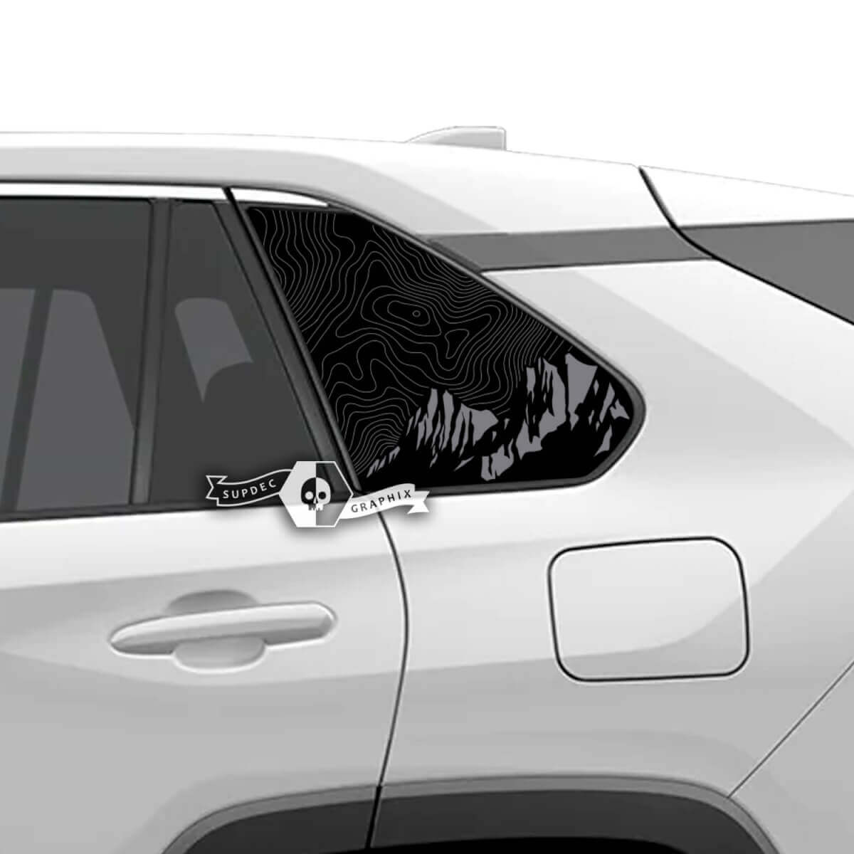 Paar Toyota Rav4 Side Windows Topographic Map Mountain Vinyl Aufkleber Aufkleber
