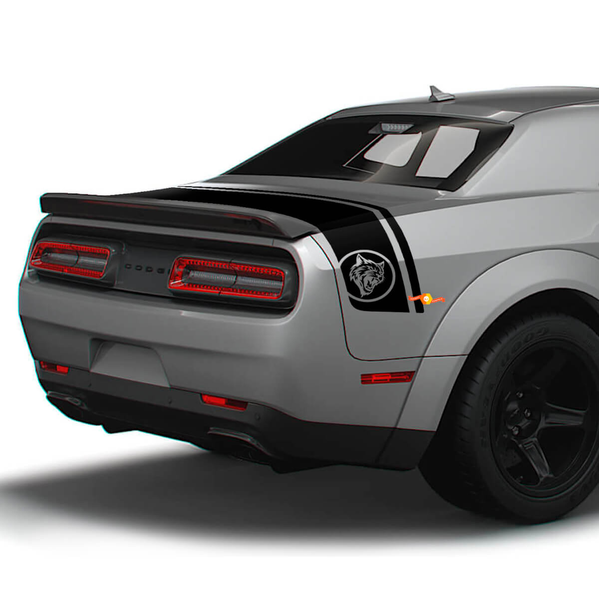 Wildcat Style Heckkoffer Doppelstreifen Vinylaufkleber für Dodge Challenger
