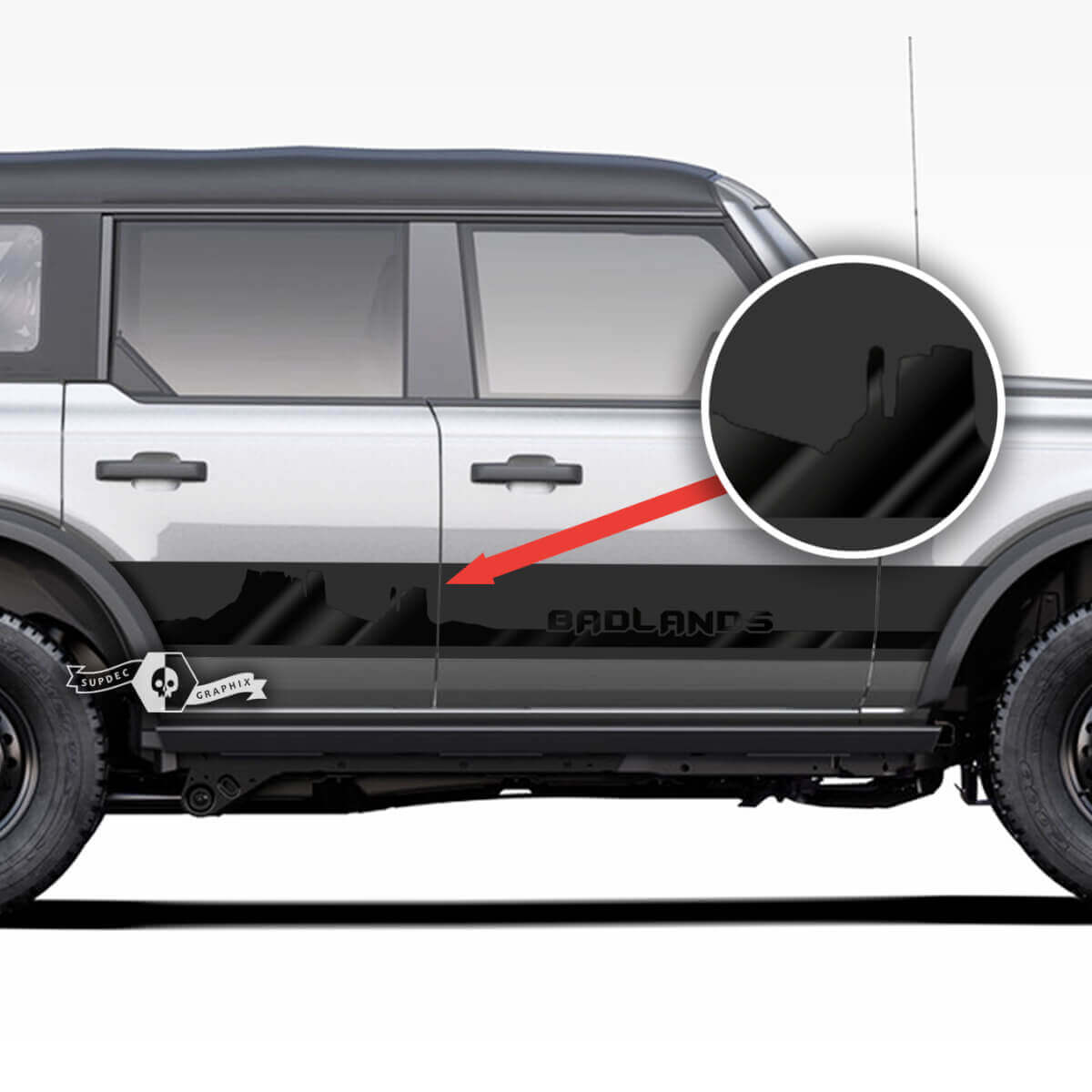 Paar Rocker Panel Side Monument Valley Badlands Aufkleber für Ford Bronco
