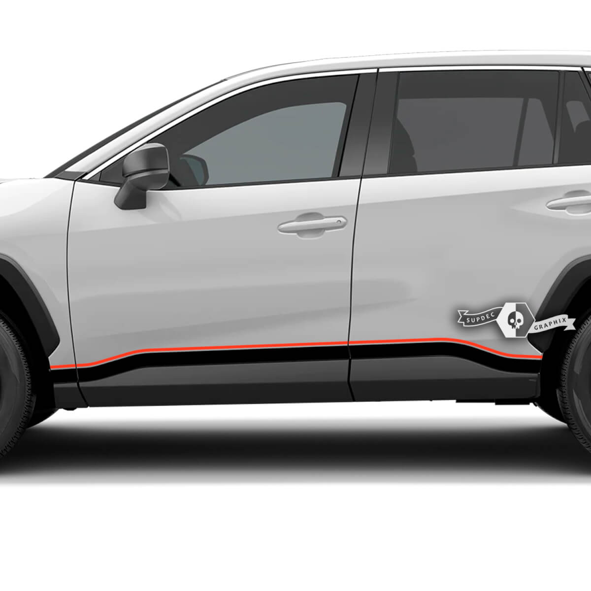 Duale geschwungene Streifen Rocker Panel Vinylaufkleber für Toyota RAV4 2019-2026