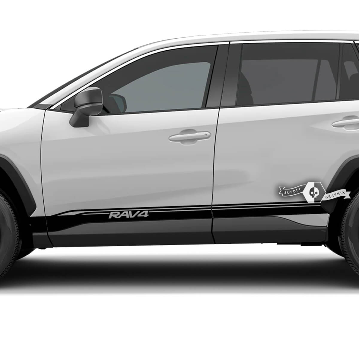 Paar Side Body Stripe Doors Rocker Panel Logo Aufkleber Aufkleber Passend für Toyota Rav4
