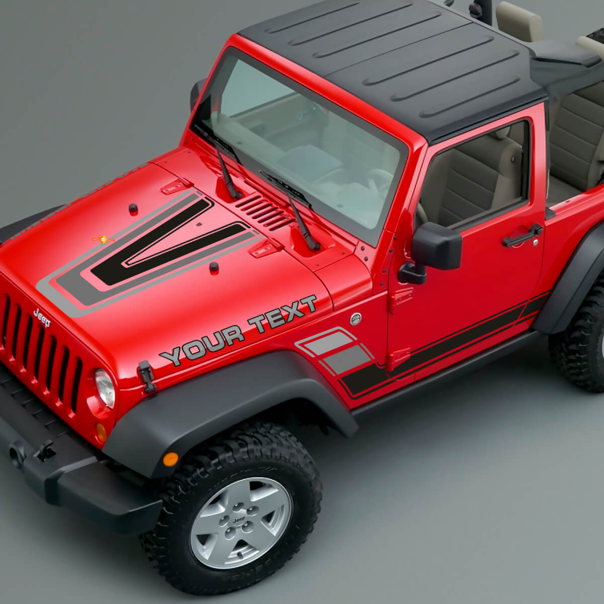 Vintage Streifen Hauben- und Seiten-Vinyl-Aufkleber-Set für Jeep Renegade CJ5 CJ7