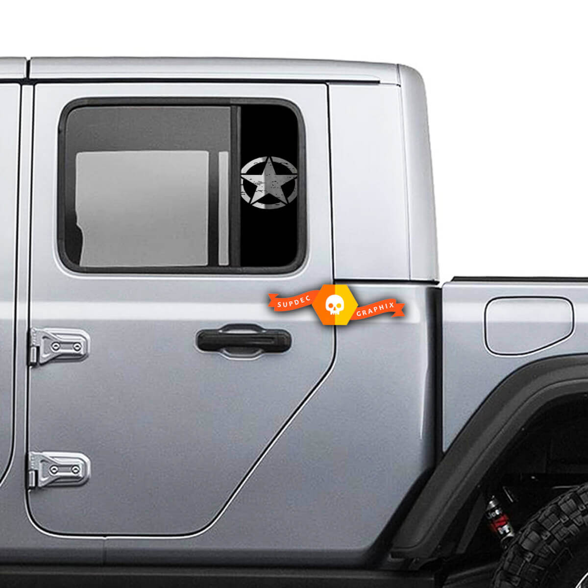 Window Army Star Destroyed Vinyl Aufkleber Decal 2 für Jeep Gladiator Wrangler