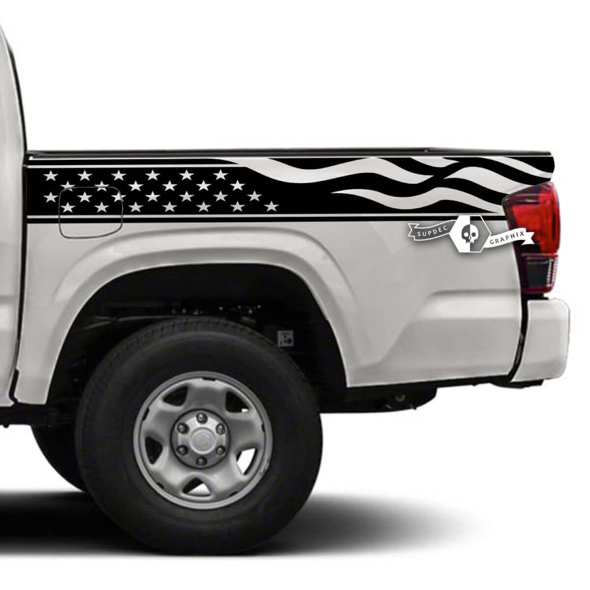 Paar Toyota Tacoma SR5 Bettseite USA Flagge Vinyl Aufkleber Grafik Sticker
