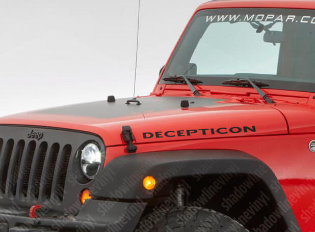 JEEP Rubicon DECEPTICON Motorhaube Vinyl Aufkleber Aufkleber Set TJ JK Wrangler Sahara