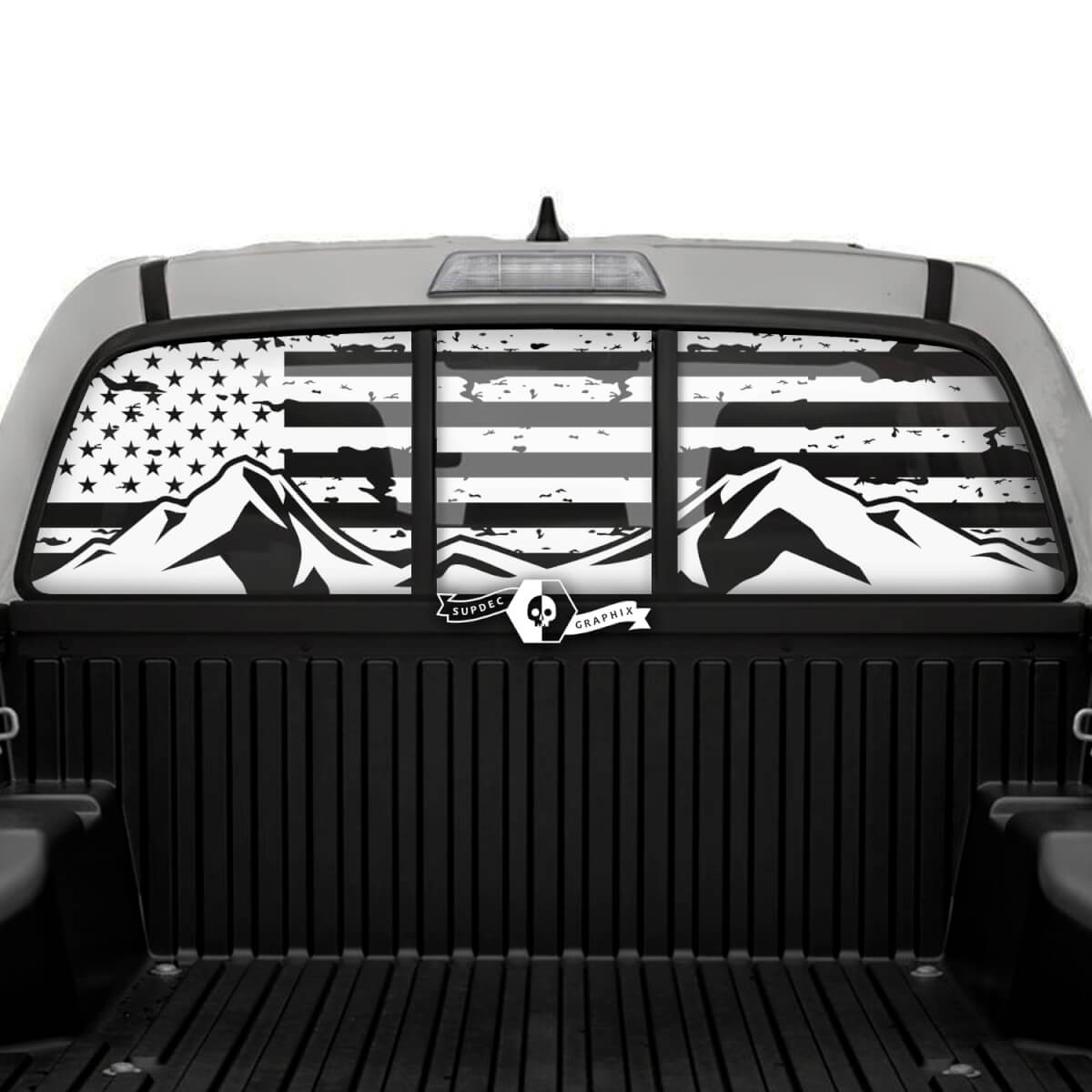 USA Flag Mountains Heckscheiben-Vinylaufkleber für Toyota Tacoma