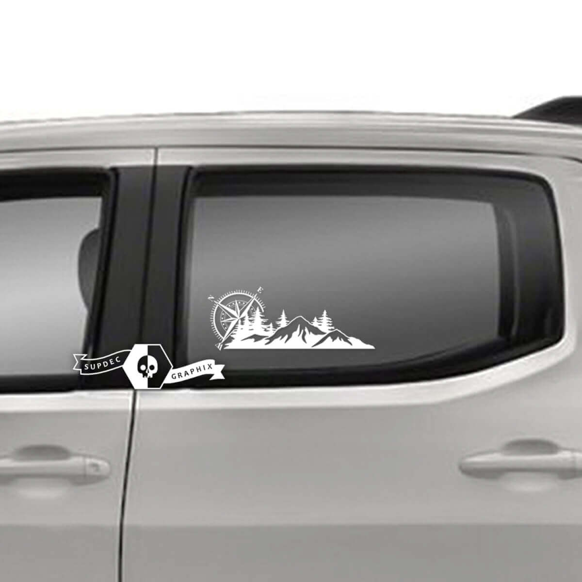 Paar Toyota Tacoma SR5 Türen Fenster Berge Wälder Kompass Logo Line Vinyl Aufkleber Grafikaufkleber
