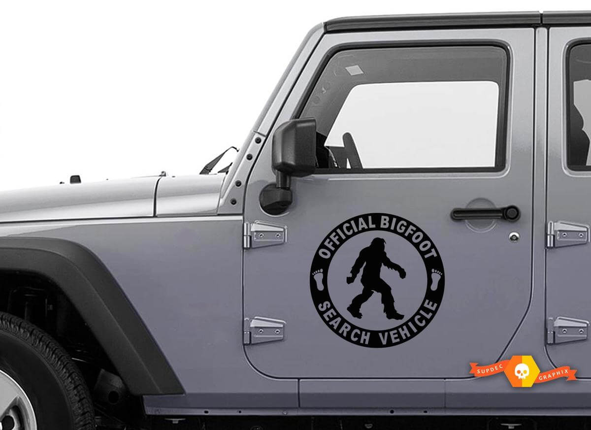 Bigfoot Suchfahrzeug Sasquatch Tür Vinylaufkleber Set für Jeep Wrangler