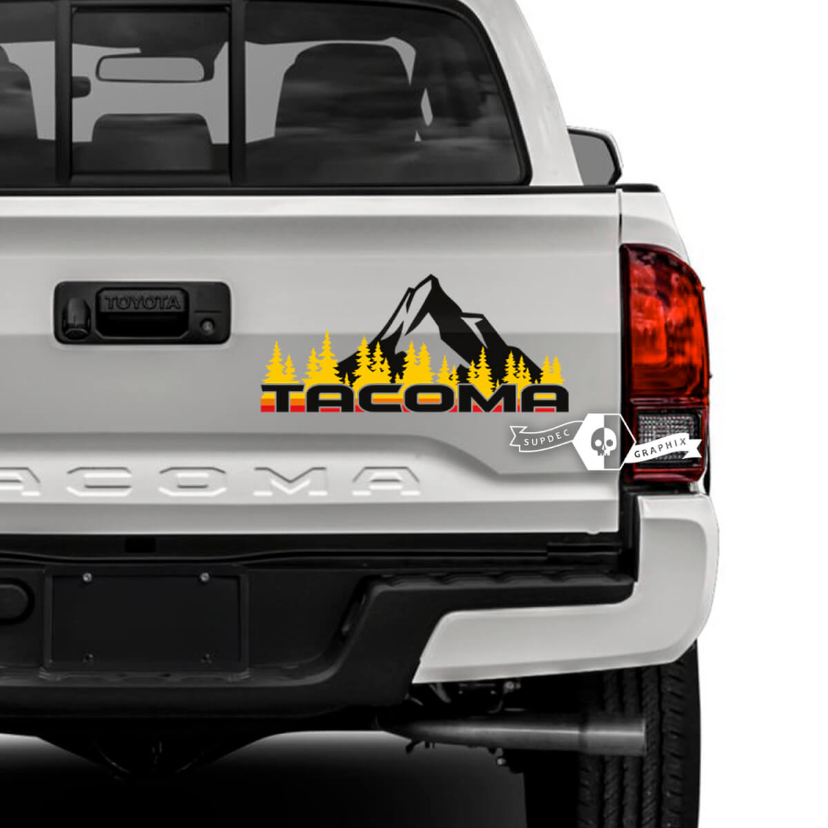Toyota Tacoma SR5 Tailgate Forest Mountains Vinyl Aufkleber Grafikaufkleber
