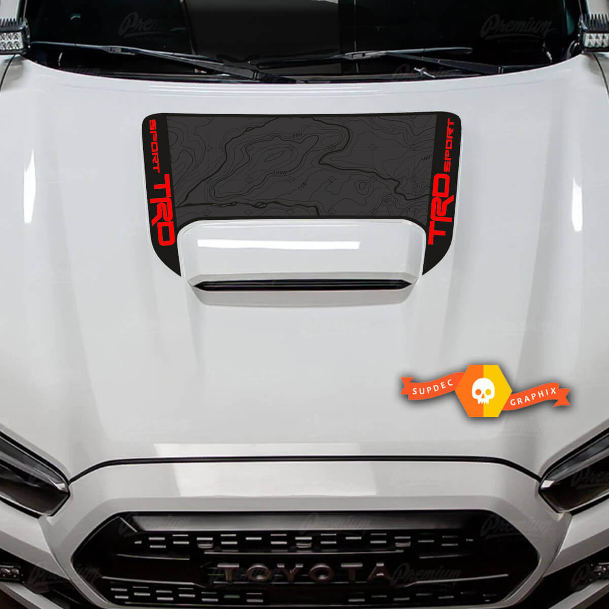 TRD Topographische Karte Motorhauben Vinylaufkleber für Toyota Tacoma 2016-2024