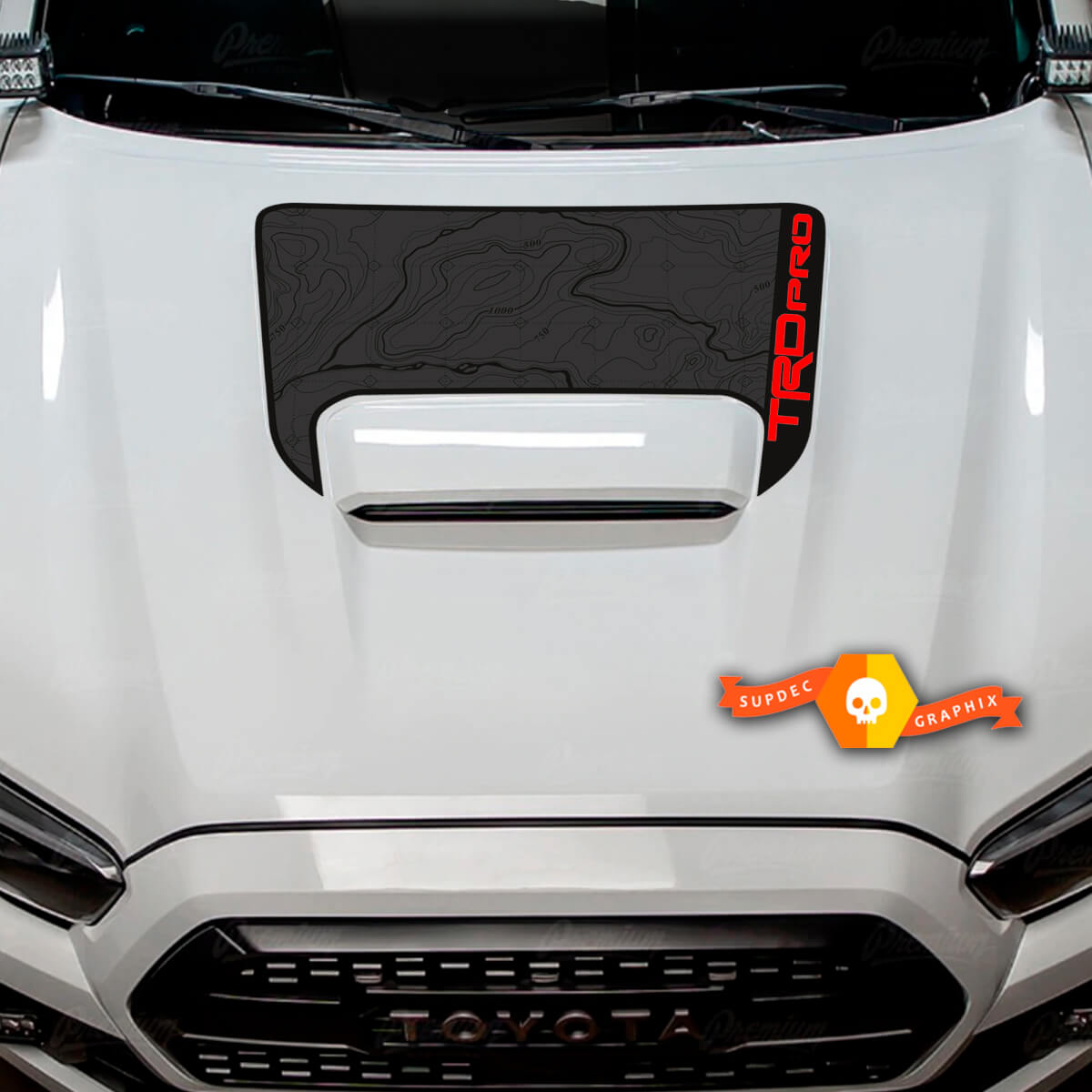 TRD-Stil Topographische Karte Motorhauben Vinylaufkleber für Toyota Tacoma 2016-2023