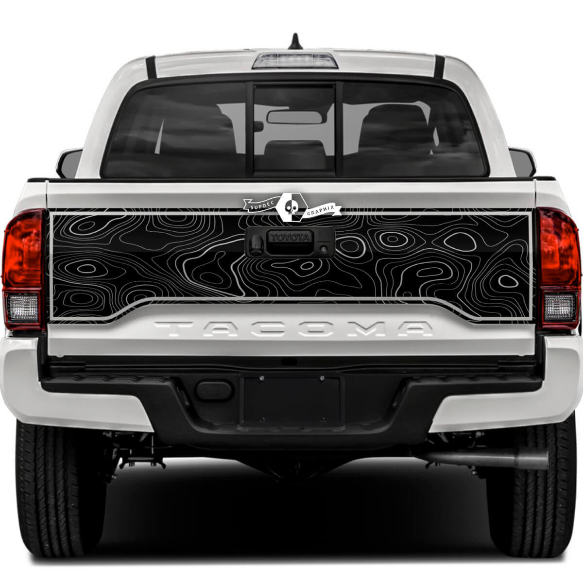 Toyota Tacoma SR5 Tailgate Topographic Map Topo Vinyl Aufkleber Grafikaufkleber
