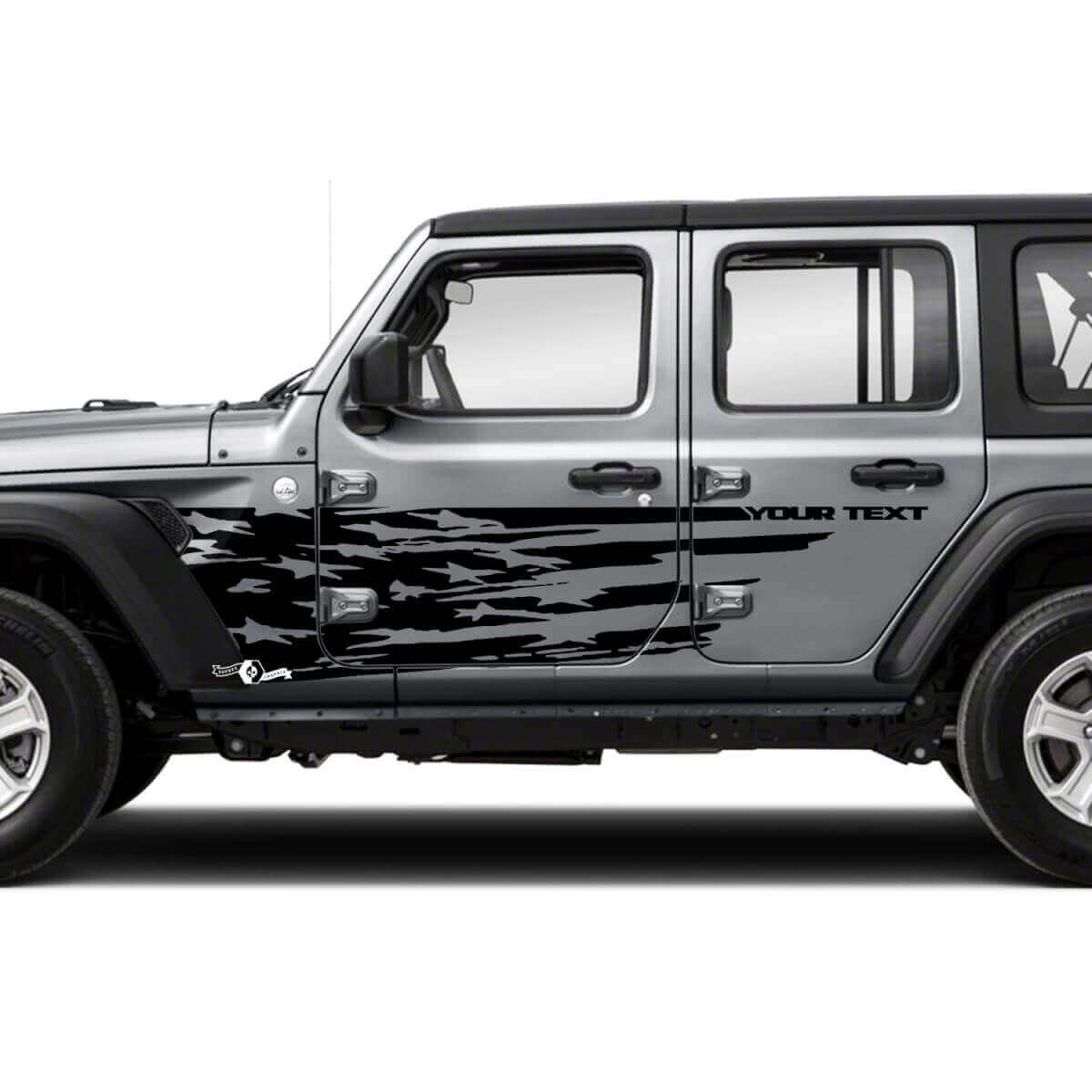 Abgenutztes US-Flaggen-Seiten-Vinylaufkleber-Set für Jeep Wrangler Unlimited JK