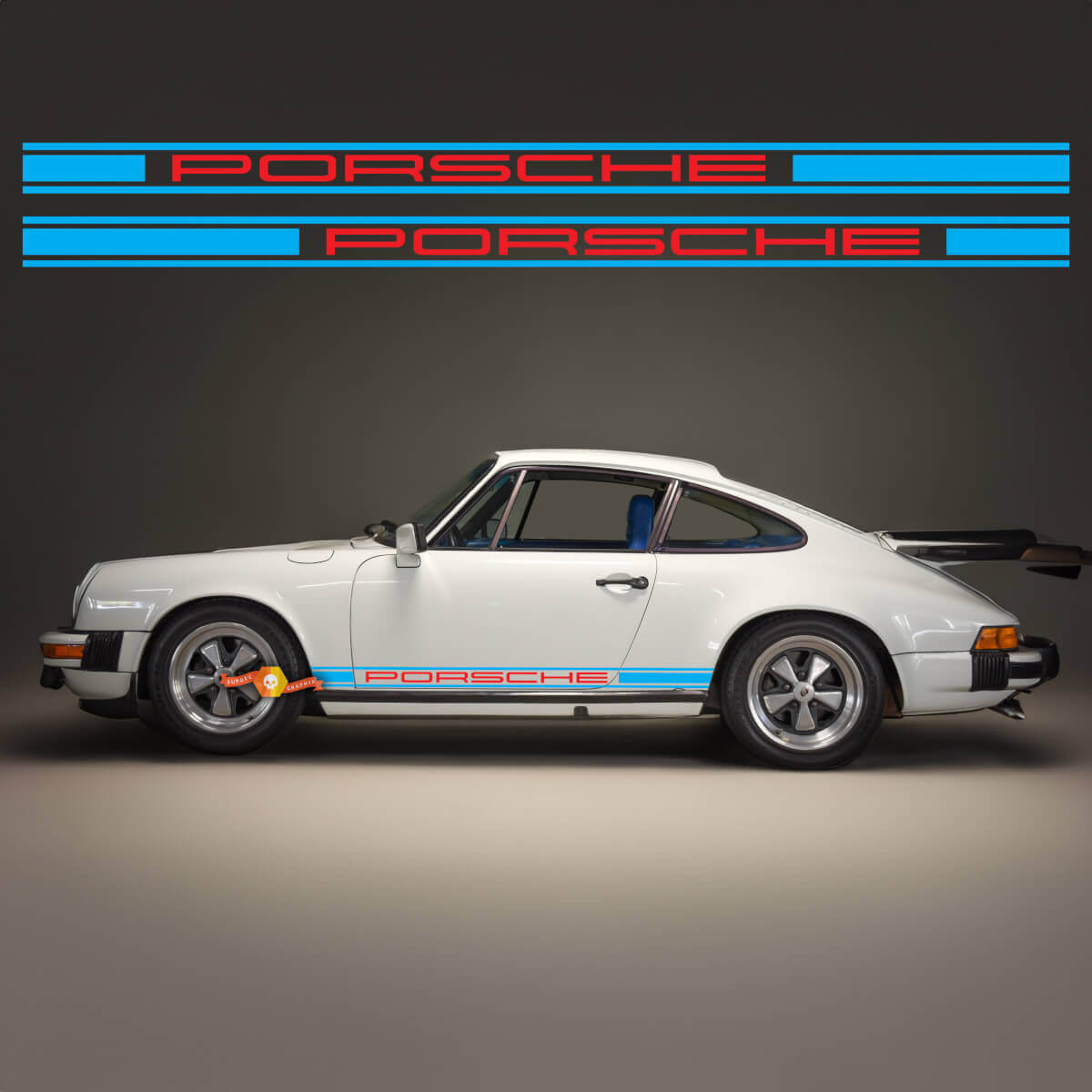 Klassisches Design Seitliche Streifen Vinyl-Aufkleber-Set für Porsche 911 SC 1979