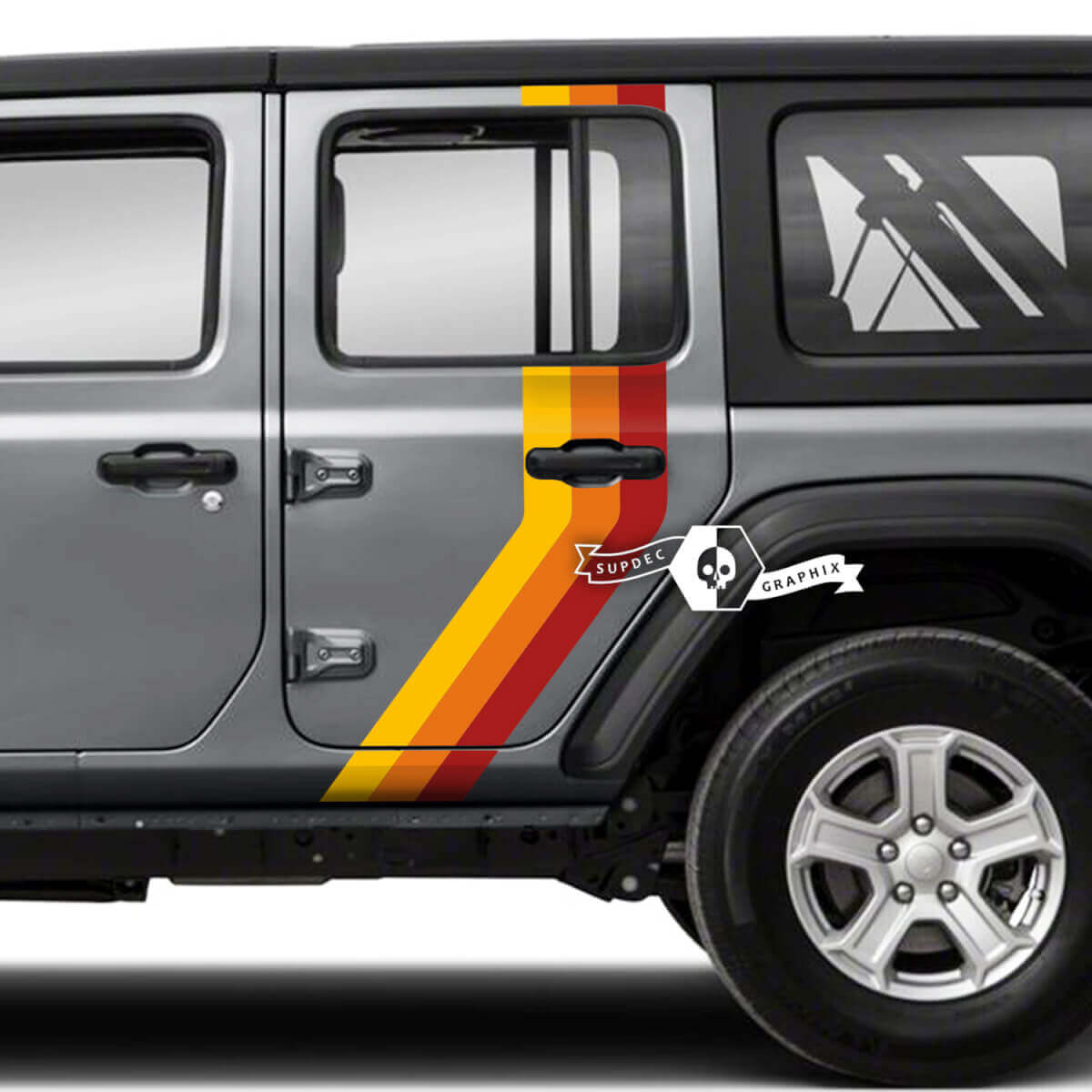 Paar Jeep Wrangler Unlimited Tür-Kotflügel-Seitenstreifen, 3 Farben, Vinyl-Aufkleber
