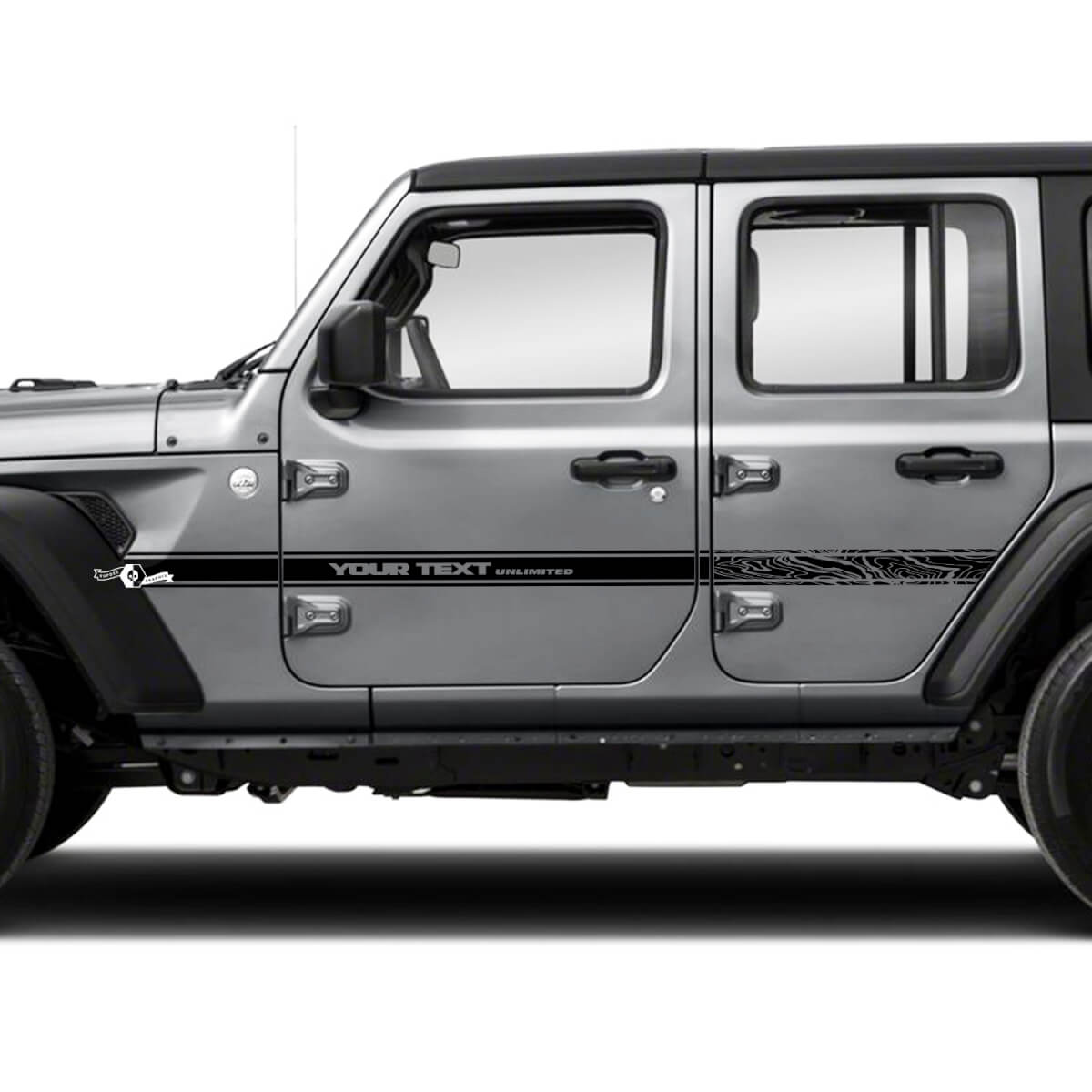 Paar Jeep Wrangler Unlimited Topografische Karte Topo Accent Line Türen Kotflügel Seitenstreifen Vinyl Aufkleber Aufkleber
