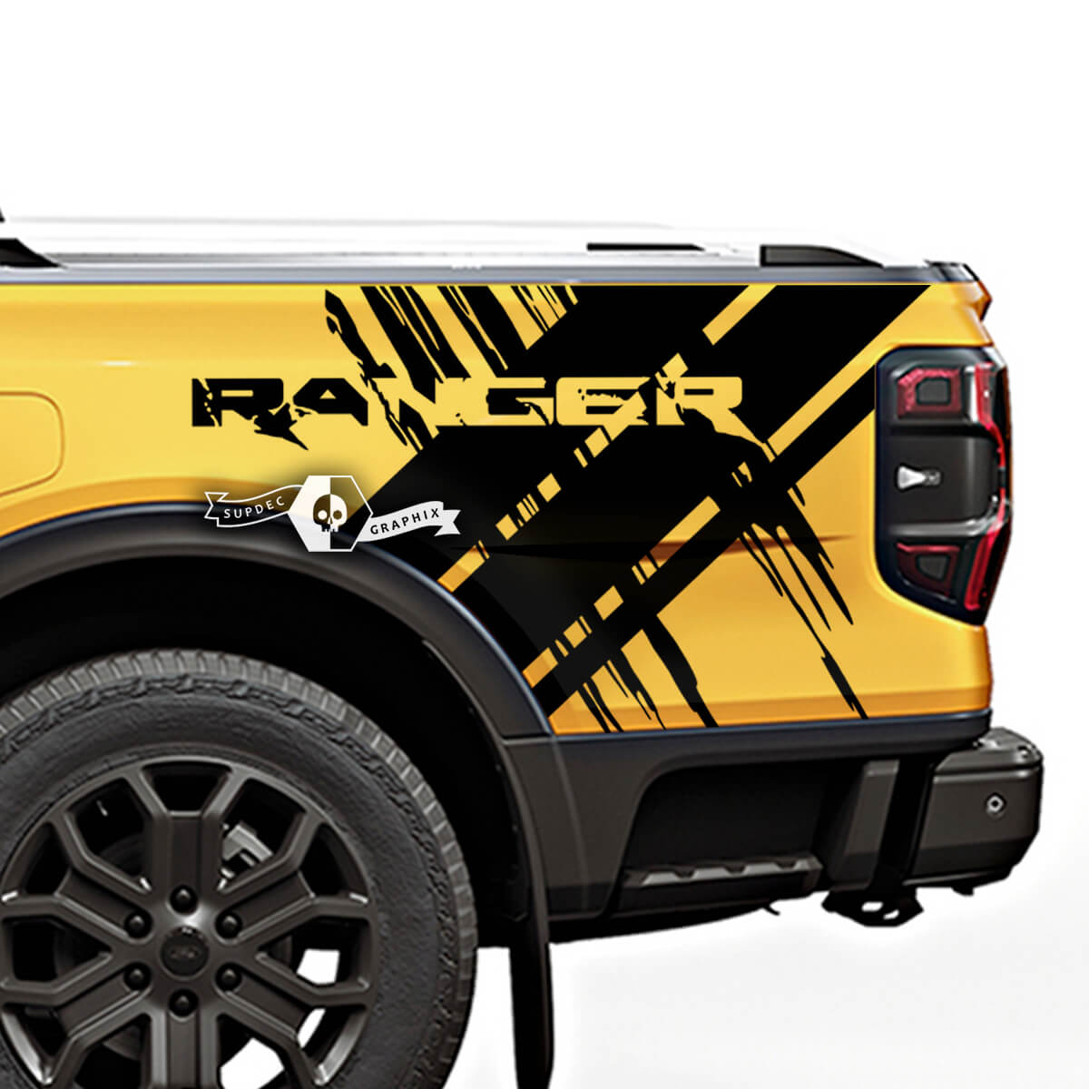 Ford Ranger Heckseiten-LKW-Streifen, Splash-Seitenbett-Grafikaufkleber
