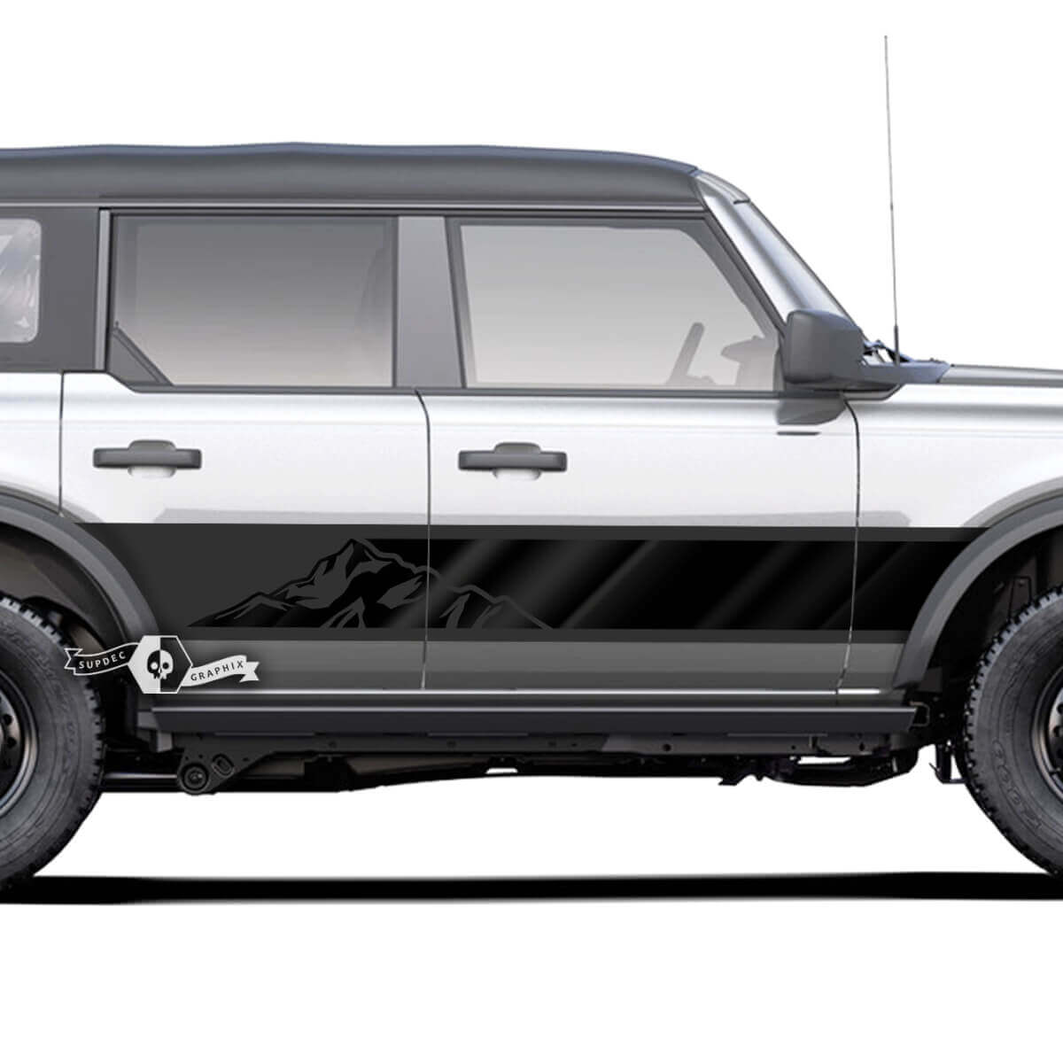 Paar Berge Style Rocker Panel Seitenaufkleber Aufkleber für Ford Bronco
