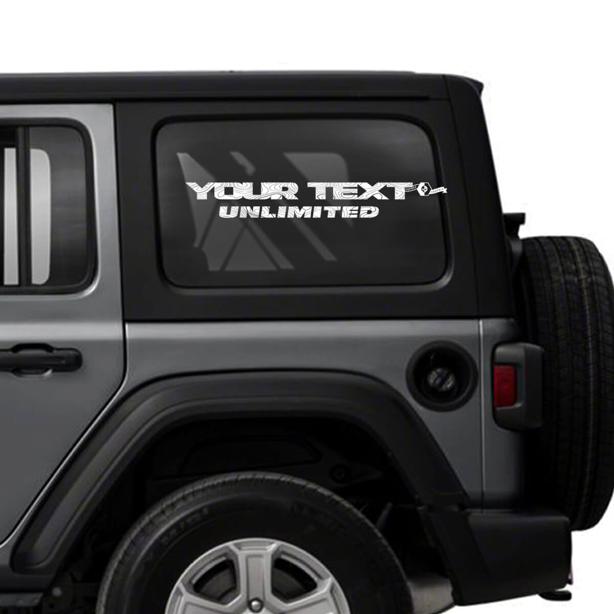 Topographische Kartenseiten-Vinylaufkleber Decal Individueller Text für Jeep Wrangler