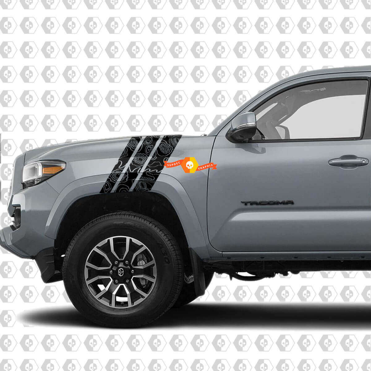 Topografische Karten-Streifen Kotflügel Vinyl-Aufkleber für Toyota Tacoma