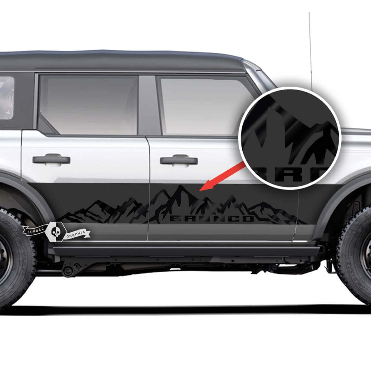 Mountains Style Seitenschweller Türaufkleber 2 für Ford Bronco