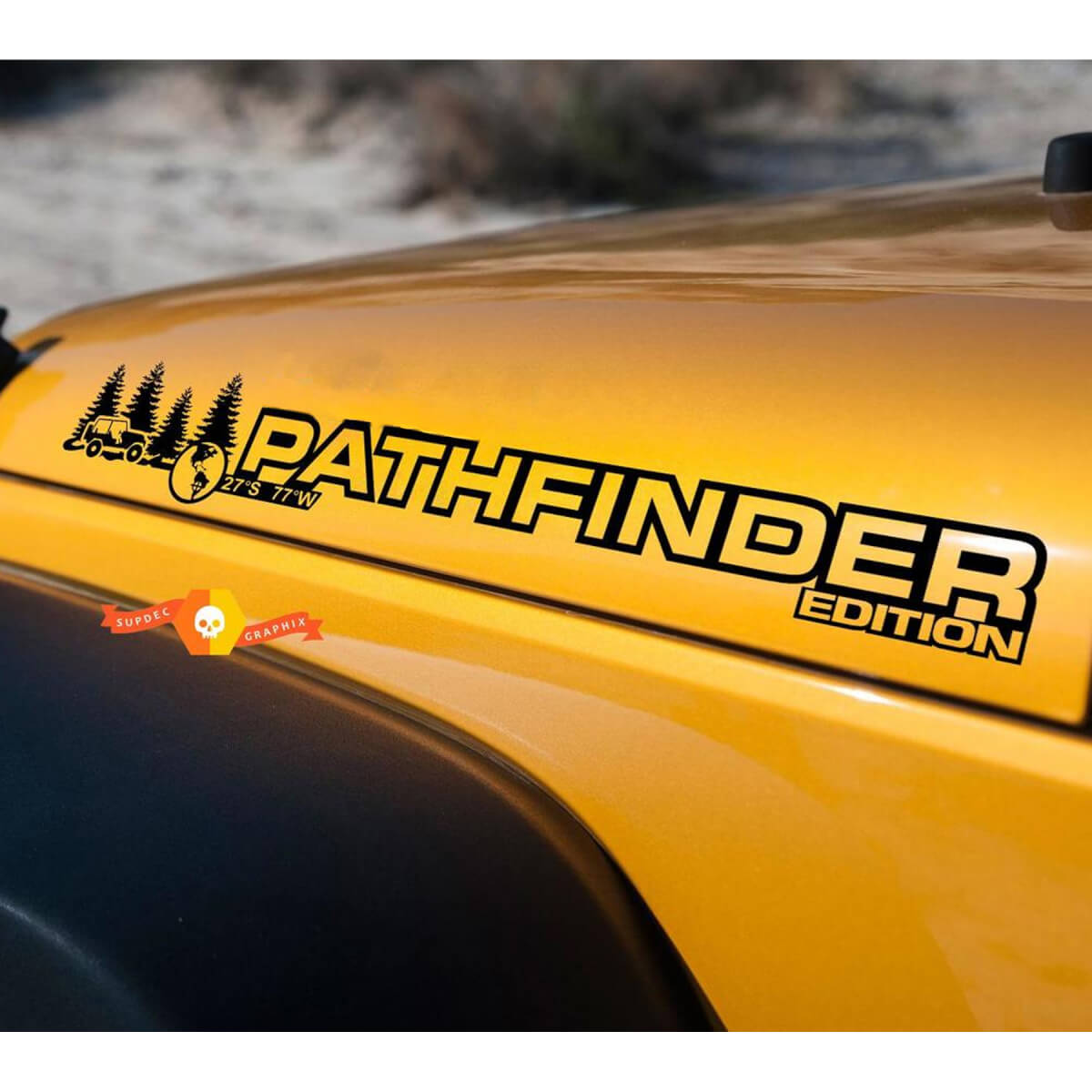 Pathfinder Hauben Vinyl-Aufkleber Paar für Jeep Wrangler Rubicon Sahara JK CJ TJ YJ