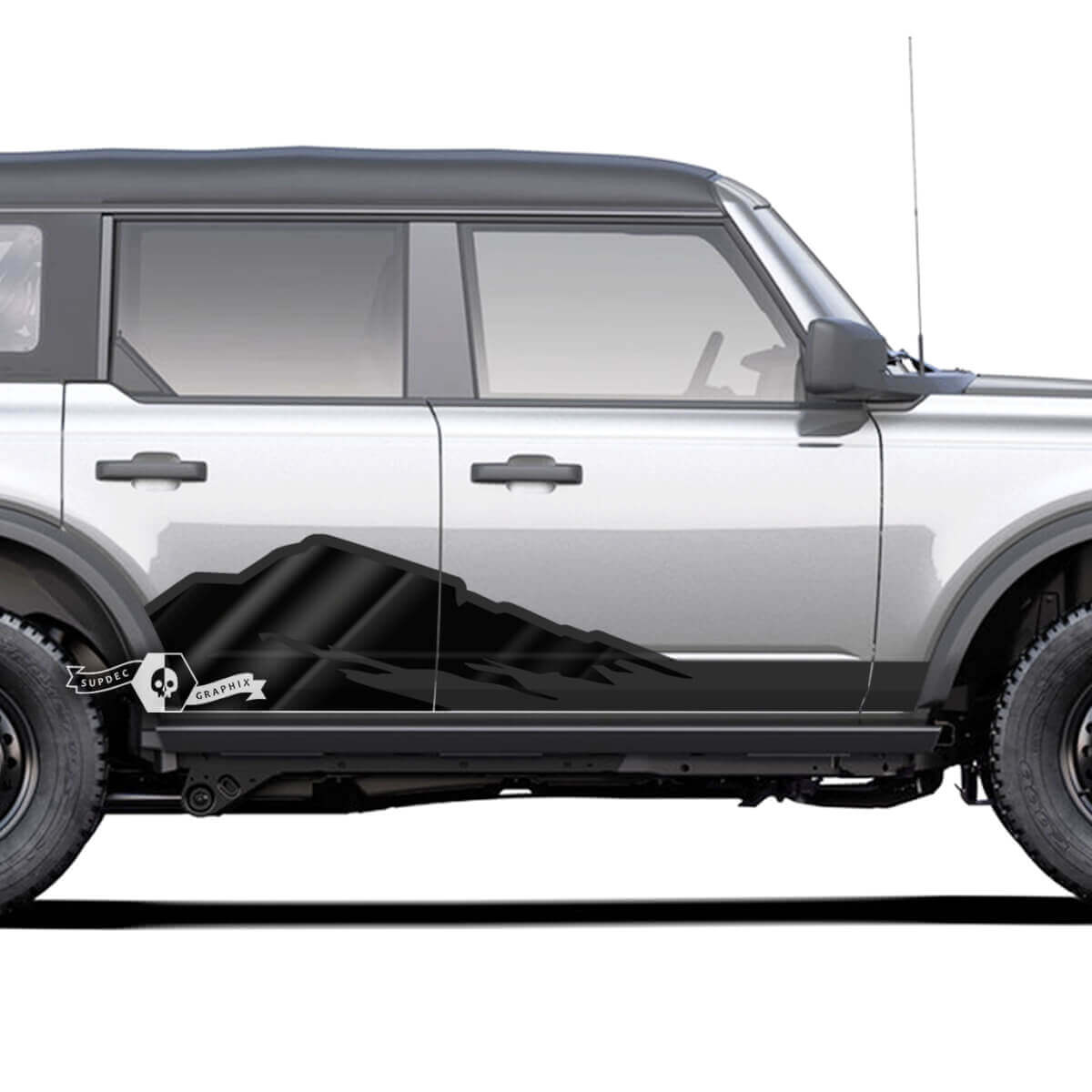 2x Musclecar horse Mountains Style Rocker Panel Side Doors Aufkleber Aufkleber
