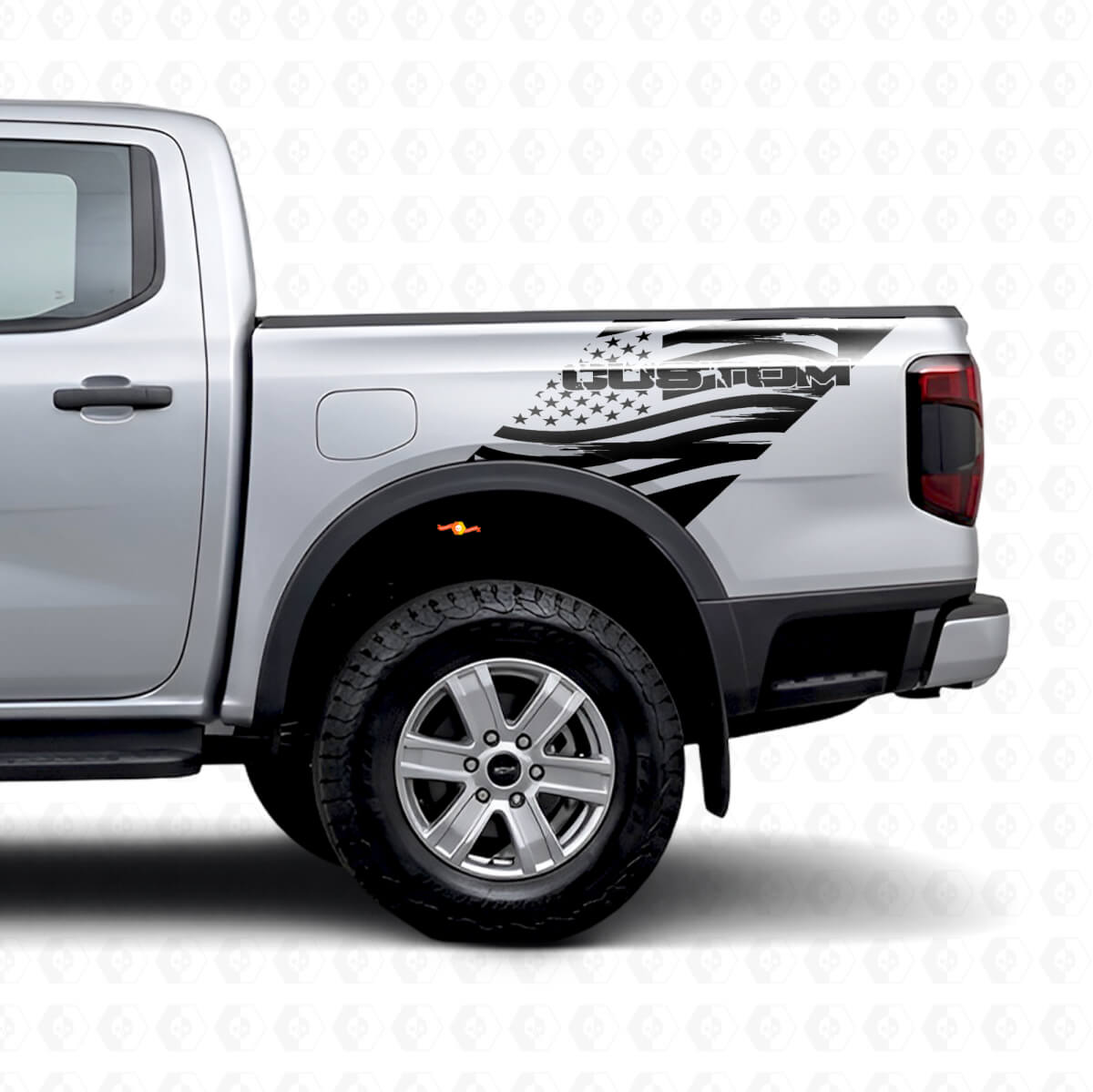 Benutzerdefinierte abgenutzte USA-Flaggen-Heckseiten-Vinylaufkleber für Musclecar Ranger