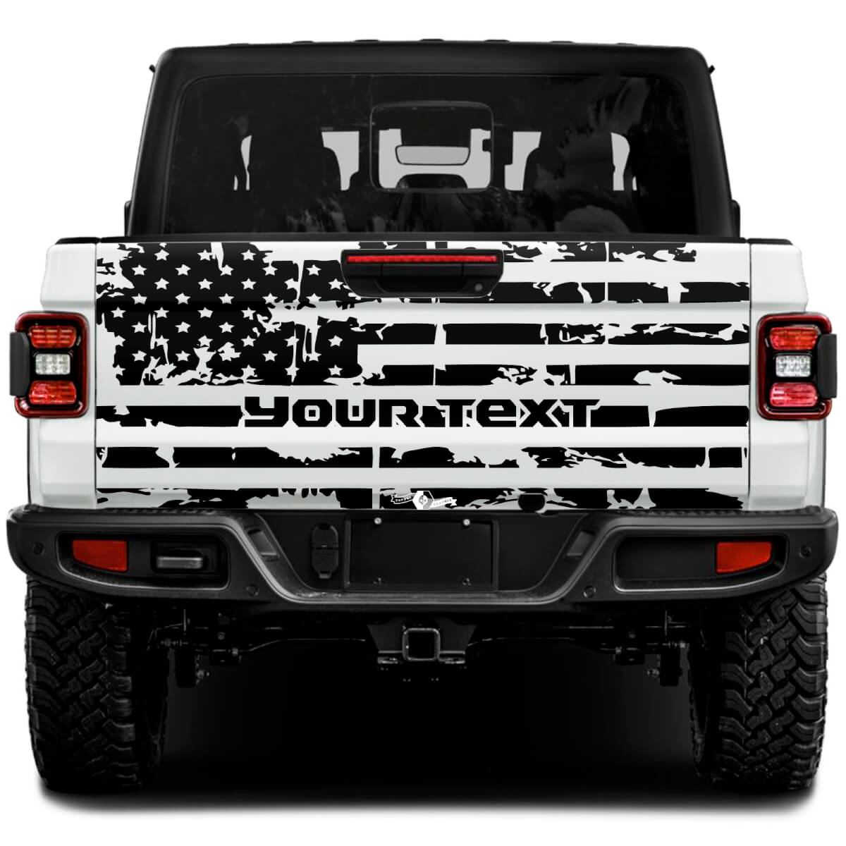 Heckklappen-Gladiator mit USA-Flagge, Distressed Wrap Vinyl-Aufkleber für Jeep Gladiator
