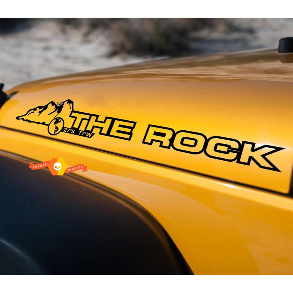 Das Rock Hood Vinyl-Aufkleber-Set für Jeep Wrangler Rubicon Sahara JK CJ TJ YJ