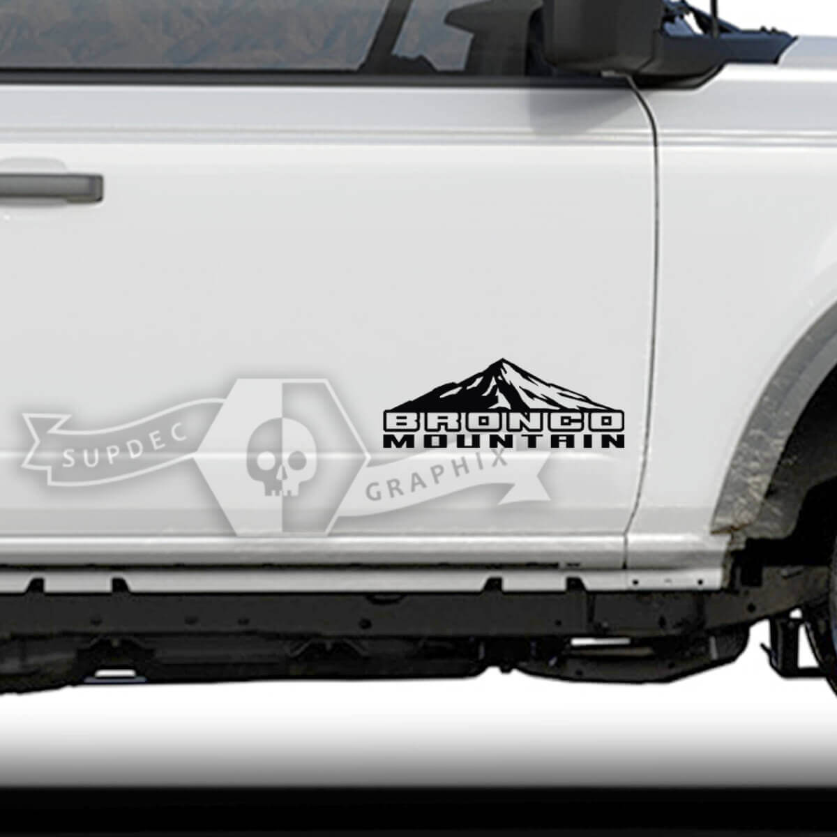 Paar Ford Bronco Doors Mountains Side Vinyl Aufkleber Aufkleber Grafiken

