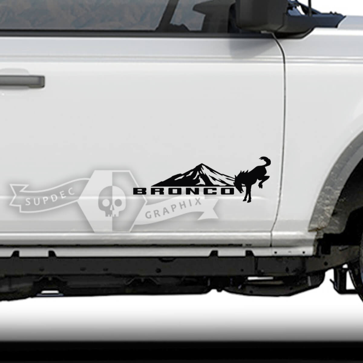 Paar Ford Bronco Doors Mountains Side Bronco Logo Vinyl Aufkleber Aufkleber Grafiken
